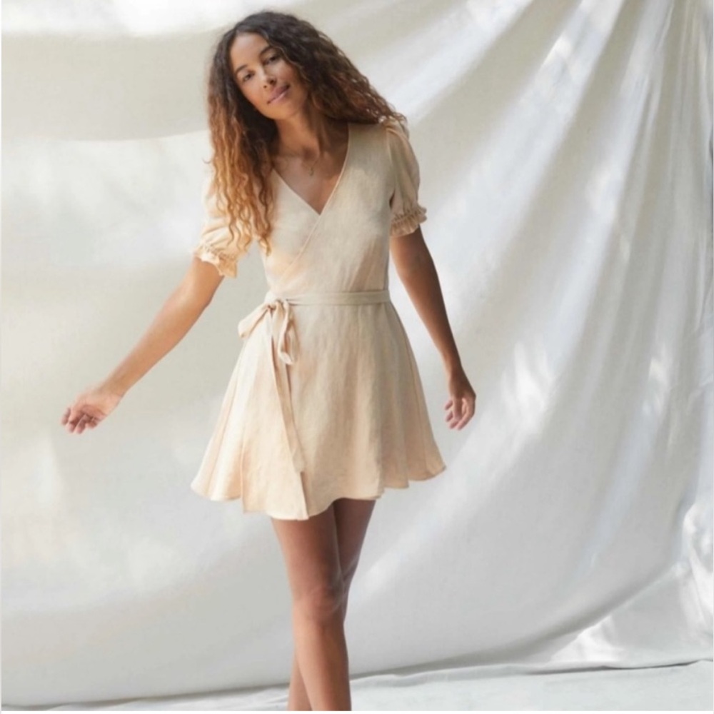 Christy Dawn Pale Yellow Corn Husk Linen The Vasara Dress XL